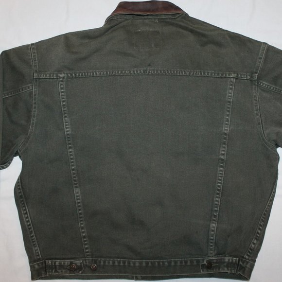 Vintage 90s GAP Denim Jacket w/ Leather Collar - Picture 6 of 6